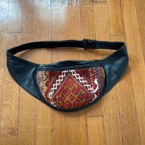 Black Embroidered Crossover/Fanny Pack Bag